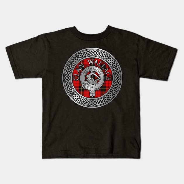 Clan Wallace Crest & Tartan Knot Kids T-Shirt by Taylor'd Designs